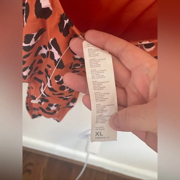 Fabletics Low Back High Cut Sides One Piece Animal Print Size XL NWOT - Picture 5 of 5